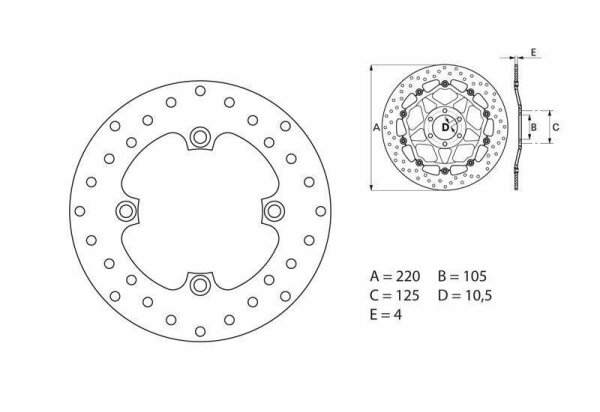 BREMBO Serie Oro Bremsscheibe starr - 68B40766