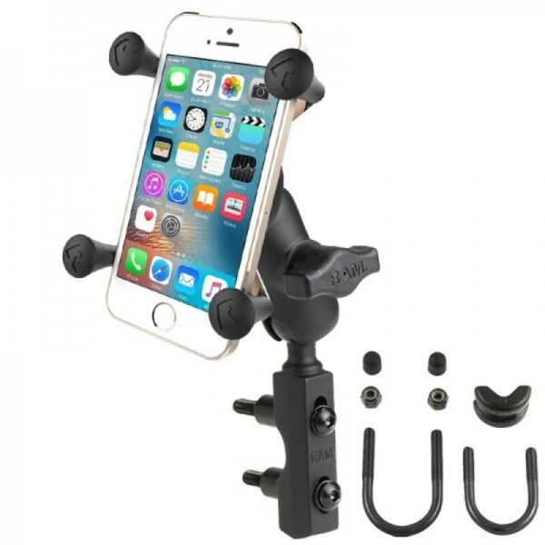 RAM MOUNTS X-Grip® Short Arm Phone Holder with Brake/Clutch Reservoir U-Bolt Base