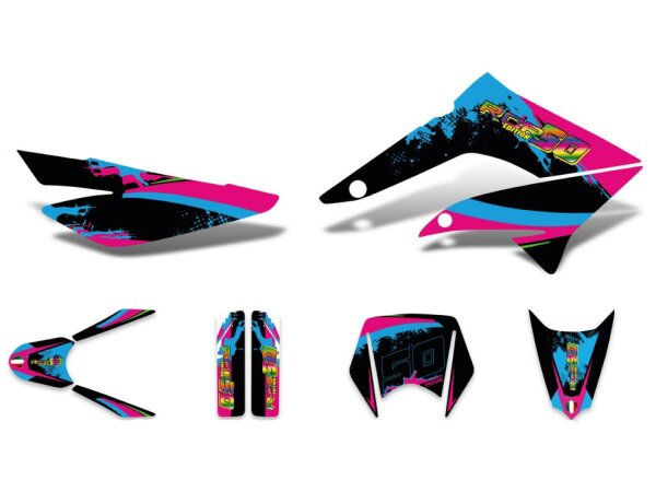 decal set black-pink-blue glossy for Gilera RCR 11-17