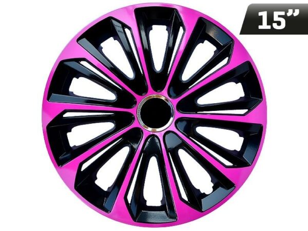 EXTRA STRONG Radkappen pink - schwarz 15", 4 Stk