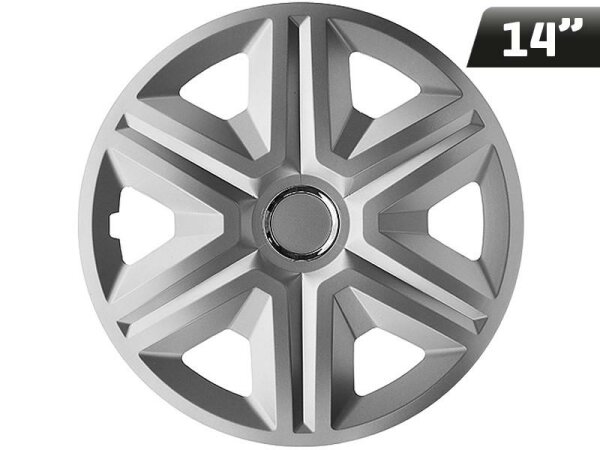 FAST silber lackierte Radkappen + 14" Ring, 4 Stk