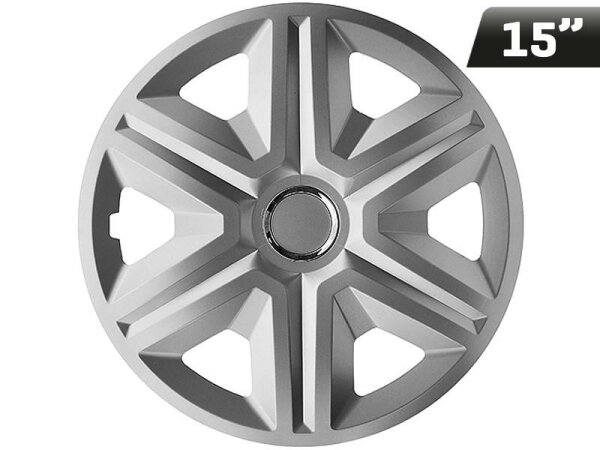 FAST silber lackierte Radkappen + 15" Ring, 4 Stk