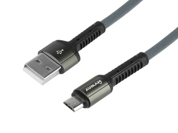 Lade- und Synchronisierungskabel, Mikrofasergeflecht  200 cm, USB > Micro-USB