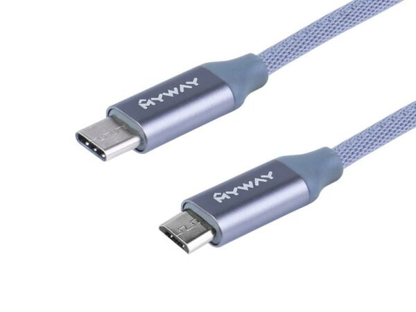 Lade- und Synchronisierungskabel, Mikrofasergeflecht, 120 cm, USB-C > Micro-USB