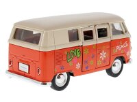 passend für kompatibel mit -  1:34, Volkswagen T1 Bus Love Peace, cremeorange (A880VWT1LP)