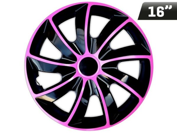 Radkappen QUAD BICOLOR pink - schwarz 16", 4 Stk