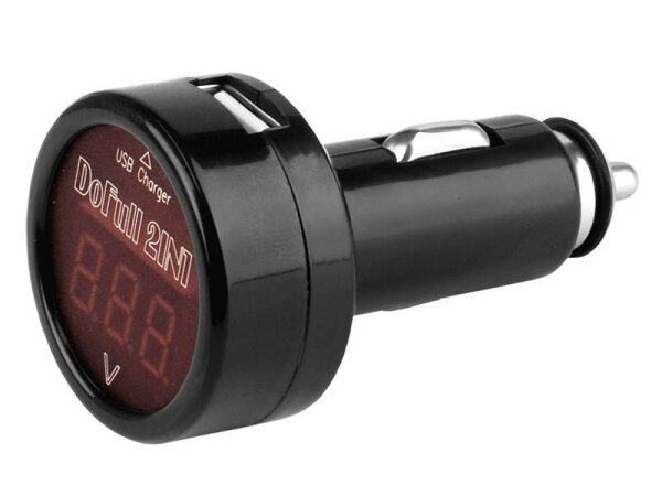 USB-Ladegerät, 2,1 A, für Zigarettenanzünder 12/24 V mit Voltmeter