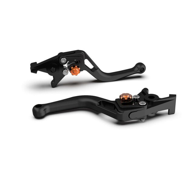 LSL Clutch lever BOW L02R, short, black pearl blasted/orange