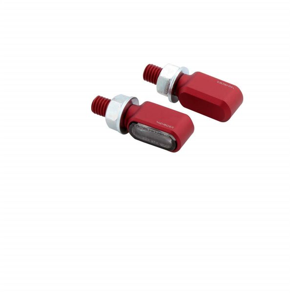 HIGHSIDER CNC LED indicators LITTLE BRONX, red, tinted glass, E-approved, pair