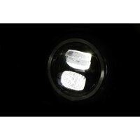 HIGHSIDER 5 3/4 inch LED headlamp PECOS TYPE 7 with parking light ring, matt black, side fix.