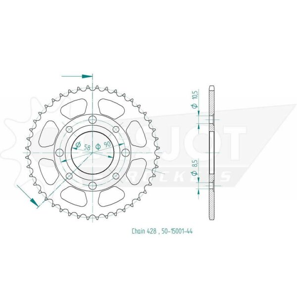 ESJOT Kettenrad, 44 Zähne