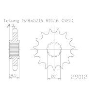 ESJOT Chain pinion, 16 teeth, 525 pitch (5/8x5/16)