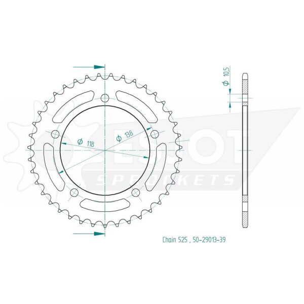 ESJOT Kettenrad, 39 Zähne