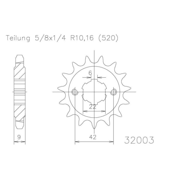 ESJOT Chain pinion, 16 teeth