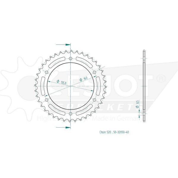 ESJOT Kettenrad, 40 Zähne