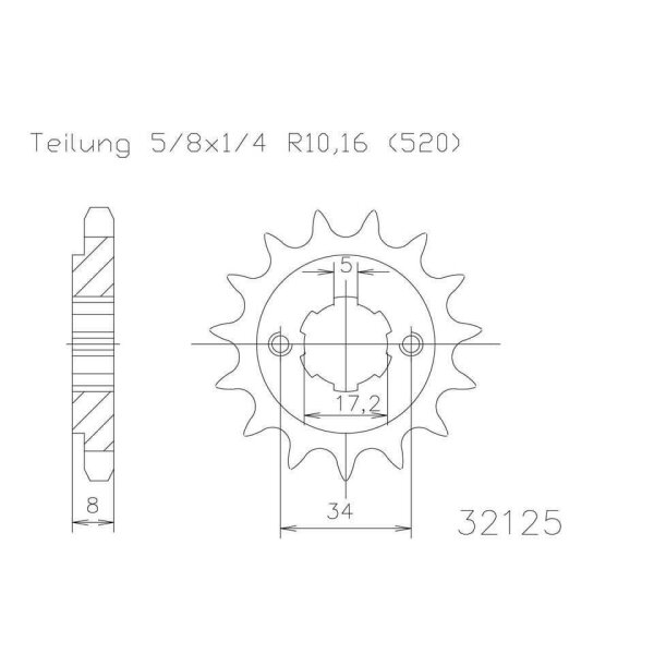 ESJOT Chain pinion, 14 teeth