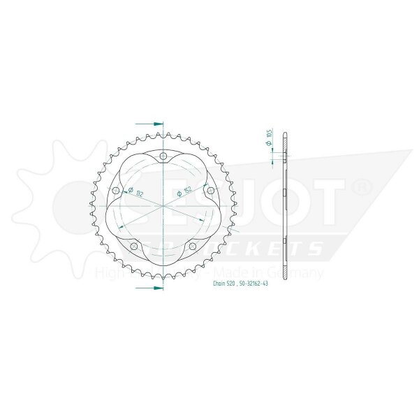 ESJOT Chain wheel, 43 teeth