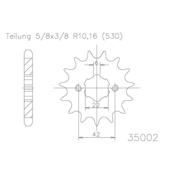 ESJOT Chain pinion, 16 teeth