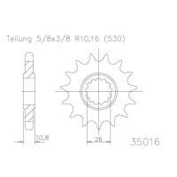 ESJOT Chain pinion, 16 teeth