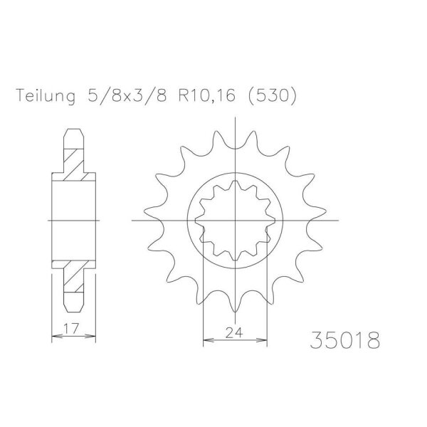 ESJOT Chain pinion, 16 teeth