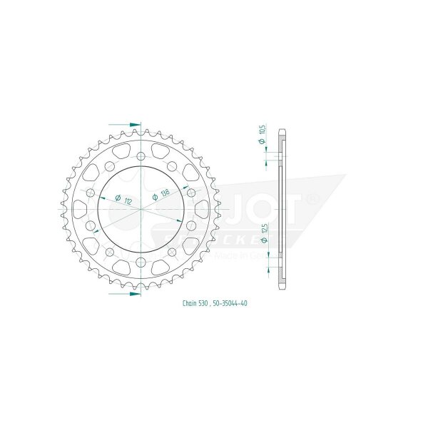 ESJOT Chain wheel, 40 teeth, 530 pitch (5/8x3/8)