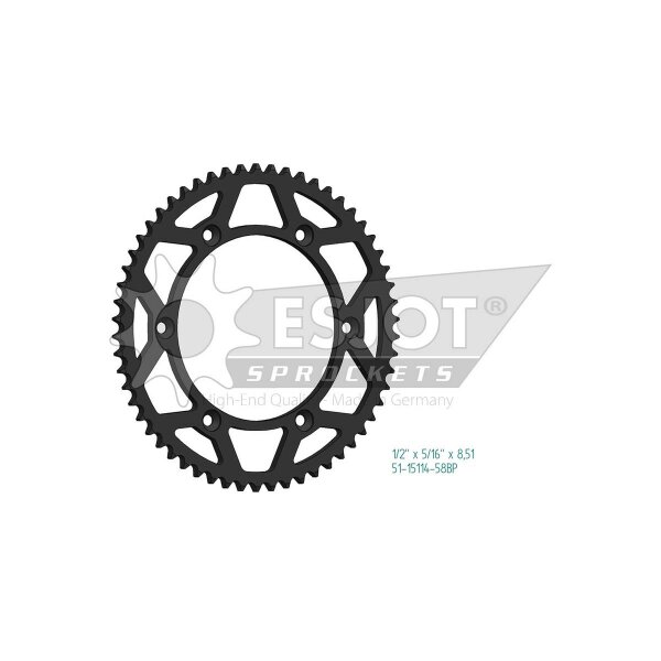 ESJOT Sprocket, 58 teeth, aluminum black, 428 pitch