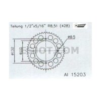 ESJOT Kettenrad, 46 Zähne, 428er Teilung (1/2x5/16),...