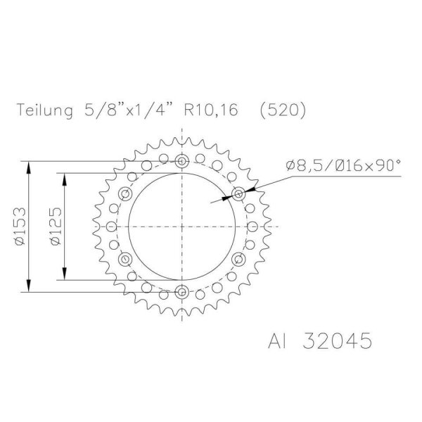 ESJOT Kettenrad 50 Zähne Alu 520er Teilung (5/8x1/4)