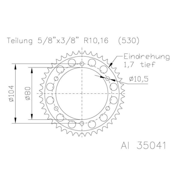 ESJOT Sprocket 43 teeth aluminium 530 pitch (5/8x3/8)