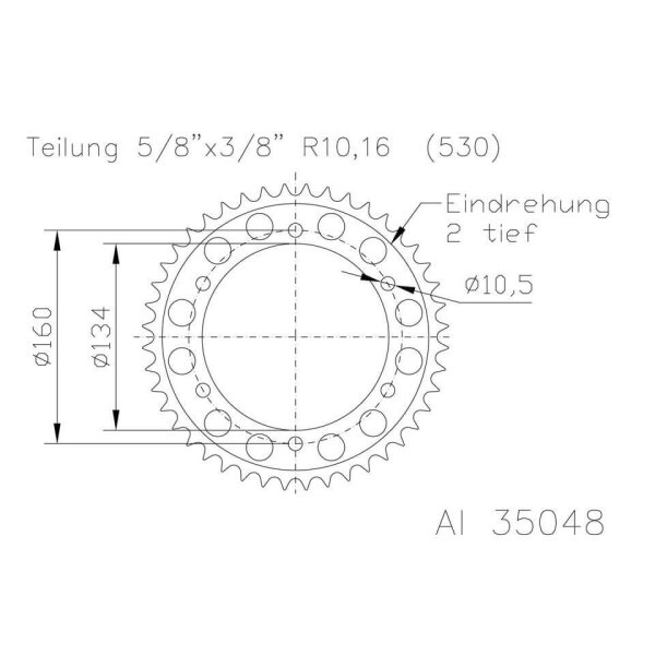 ESJOT Sprocket 43 teeth aluminium 530 pitch (5/8x3/8)