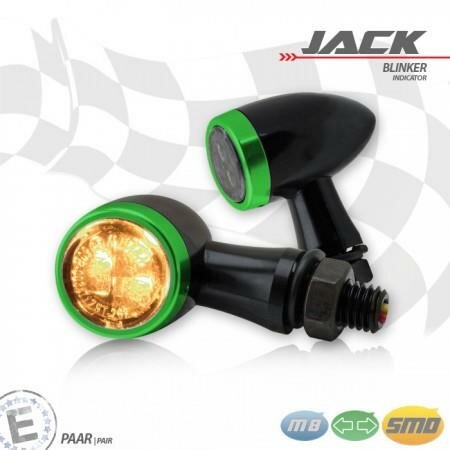 SMD-Blinkerset "Jack" | schwarz | Zierring grün