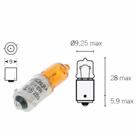 Halogenbirne | gelb | kurz | 12V | 6W