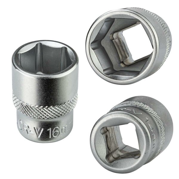 Stecknuss Sechskant 16mm 6 Kant 3/8" kurz (CR-V)