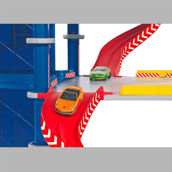 SIKU Sikuworld Spielzeug Parkhaus mit 3 Ebenen & Aufzug + Porsche Cabrio / 5505