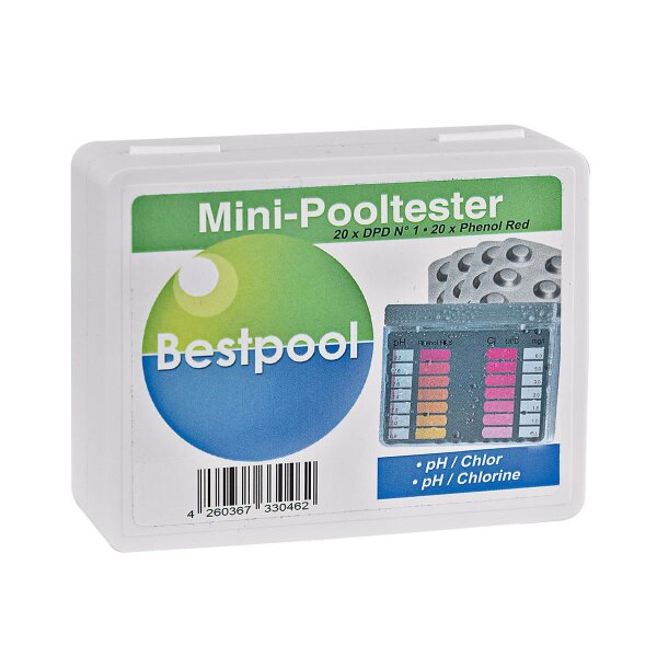 Best Pool Mini - Tester inkl. 40 Testtabletten Pooltester pH / Chlor / Brom