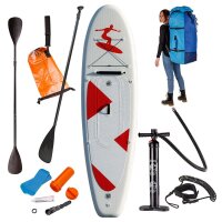 SUP Stand Up Paddle Board 320x84 cm Surfboard weiß aufblasbar + Paddel + Zubehör