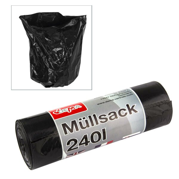 Müllsack 240ltr. 100x125 cm 10er Rolle schwarz