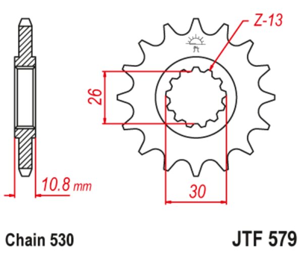 JT SPROCKETS geräuscharmes vorderes Stahlritzel 579 - 530