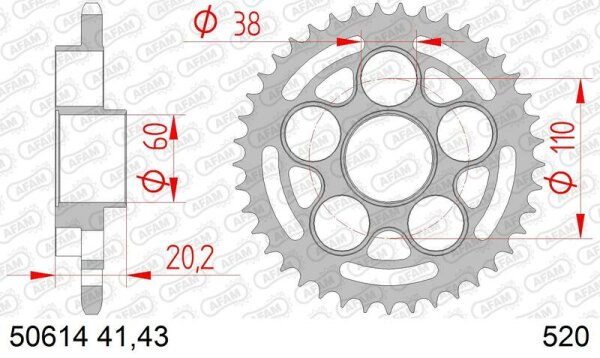 AFAM Standard Stahlritzel hinten 50614 - 520