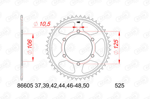 AFAM Standard Stahlritzel hinten 86605 - 525