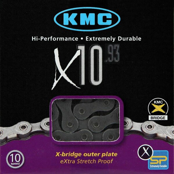 Bag of 5 KMC chains X10 10 speeds 116L gray