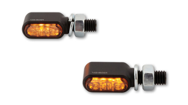 HIGHSIDER CNC LED Blinker Little Bronx, Schwarz, getöntes Glas, E-geprüft, Paar