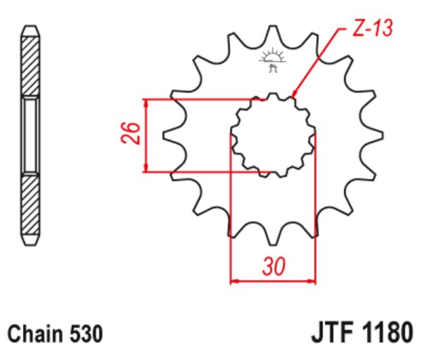 JT SPROCKETS geräuscharmes vorderes Stahlritzel 1180 - 530