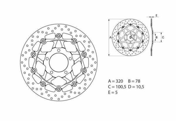 BREMBO Serie Oro rund schwimmend Bremsscheibe