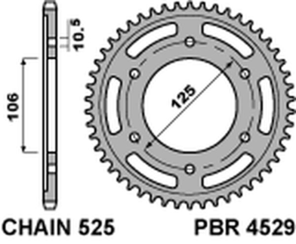 PBR Ultraleichtes Aluminium Kettenrad 4529 - 525