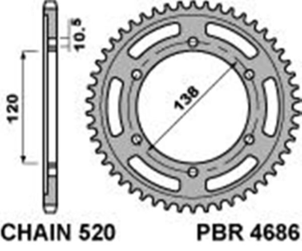 PBR Standard Kettenrad C45 Stahl 4686 - 520