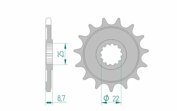 AFAM Standard Stahlritzel vorne 28405 - 525