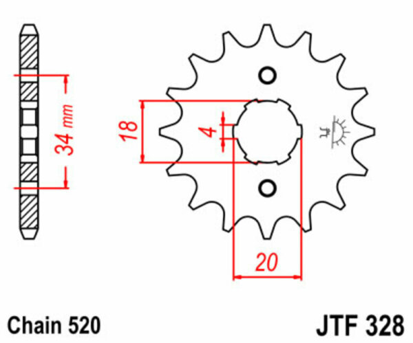 JT SPROCKETS Standard Stahlritzel vorne 328 - 520