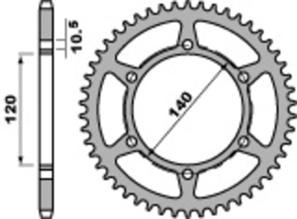 PBR Standard Kettenrad C45 Stahl 475 - 520