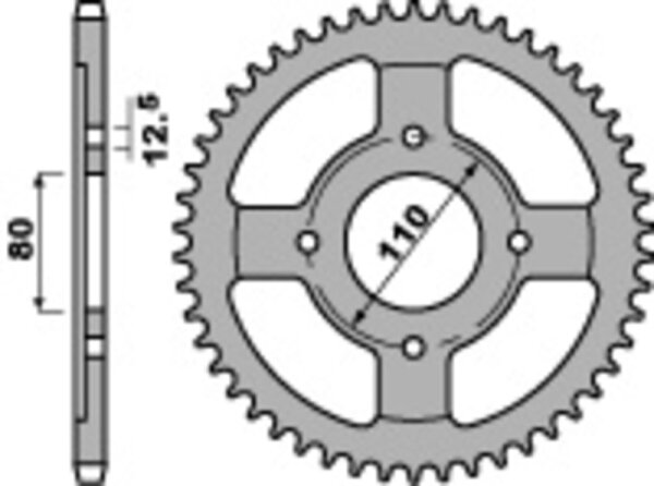 PBR Standard Kettenrad C45 Stahl 284 - 530